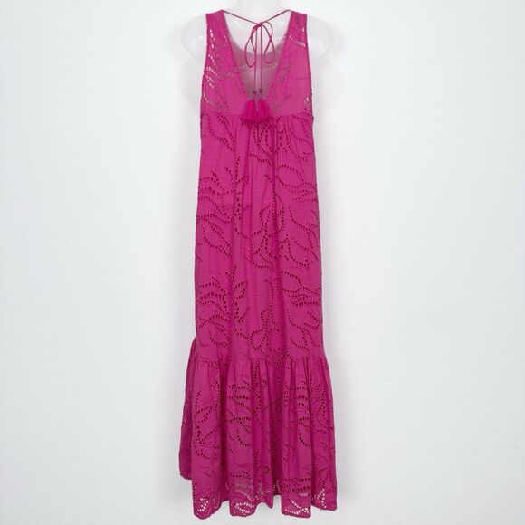 Maeve Anthropologie Dress Womens Small Pink Maxi Tiered Colorful Beachy‎ Resort - Picture 7 of 14